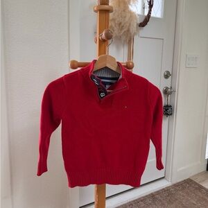 Tommy Hilfiger Red Half-Zip Pullover Sweater - Boys